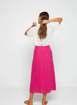 Maison Montagut Jupe Longue A Boutons En Lin - Tourya><noscript><img width=