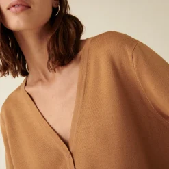 Maison Montagut Long Cardigan Boutonne Col V En Laine Merinos - Alister>Femme Vestes Et Gilets