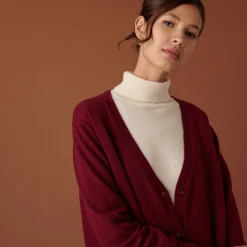 Maison Montagut Long Cardigan Col V En Cachemire A Fentes Et Poches - Aden>Femme Vestes Et Gilets