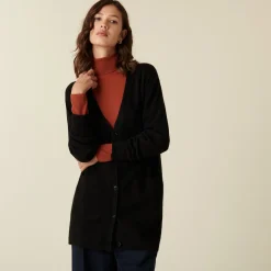 Maison Montagut Long Cardigan Col V En Cachemire A Fentes Et Poches - Aden><noscript><img width=