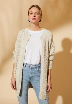 Maison Montagut Long Gilet Ouvert En Coton Et Lin - Polenia>Femme Vestes Et Gilets