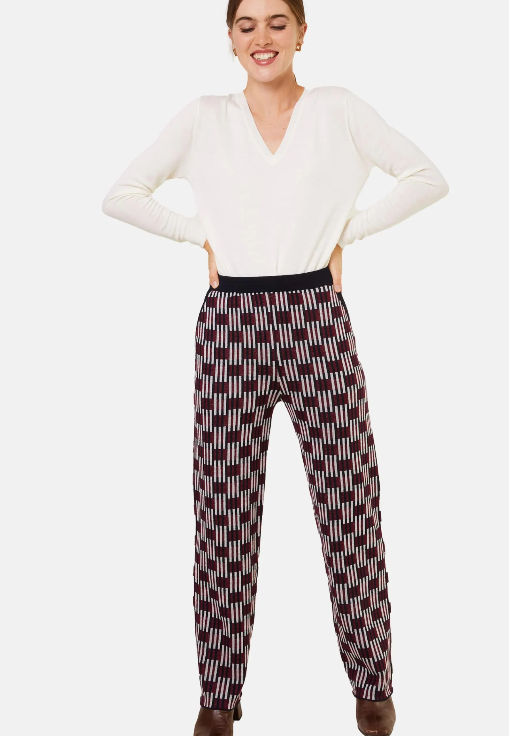 Maison Montagut Pantalon A Motifs En Laine Merinos - Gill>Femme Pantalons