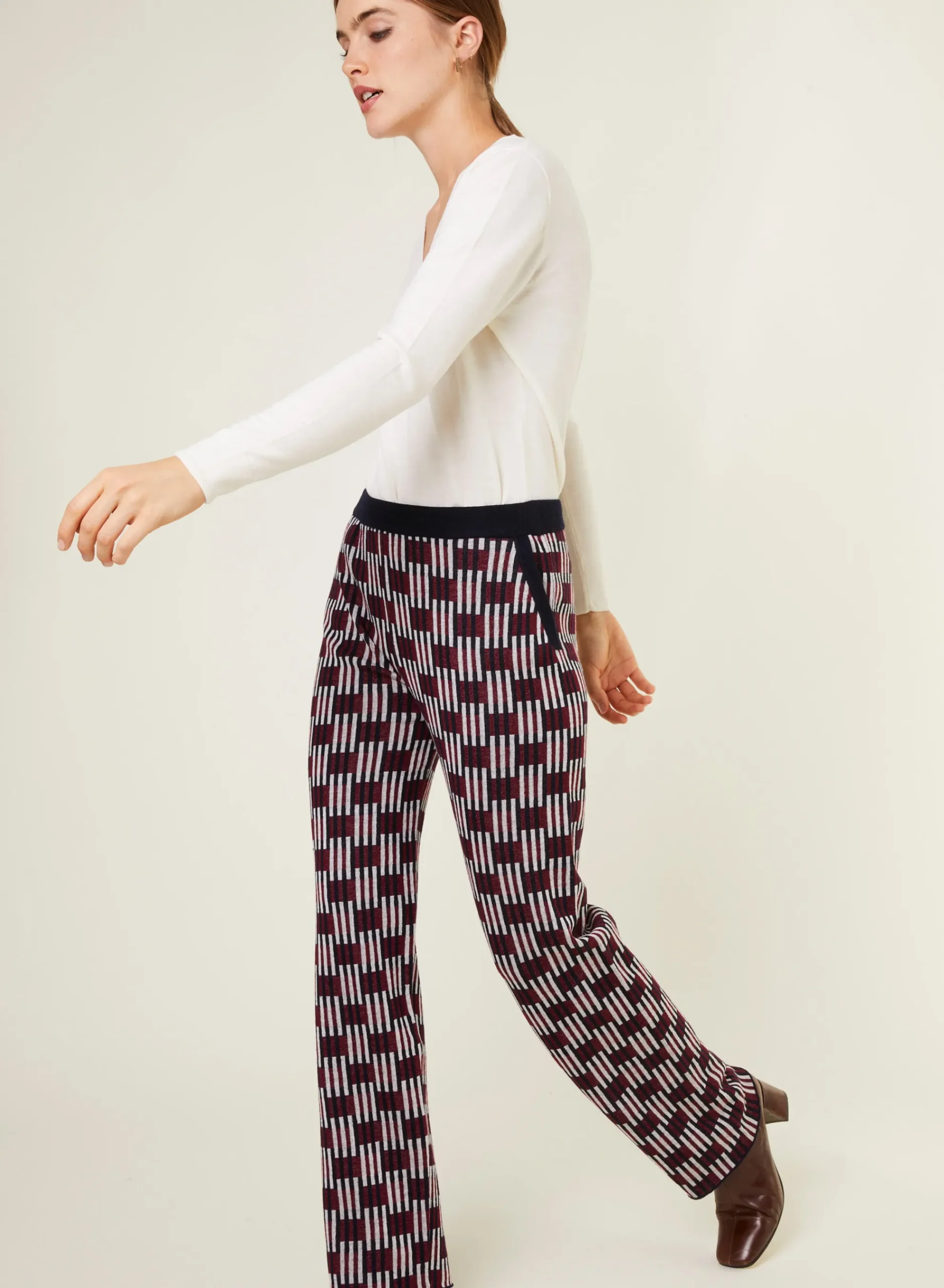 Maison Montagut Pantalon A Motifs En Laine Merinos - Gill>Femme Pantalons