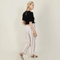 Maison Montagut Pantalon Raye A Poches - Mali><noscript><img width=