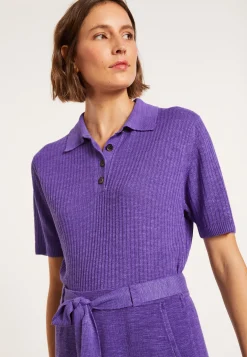 Maison Montagut Polo A Cotes En Lin Flamme - Petunia><noscript><img width=