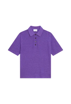 Maison Montagut Polo A Cotes En Lin Flamme - Petunia><noscript><img width=