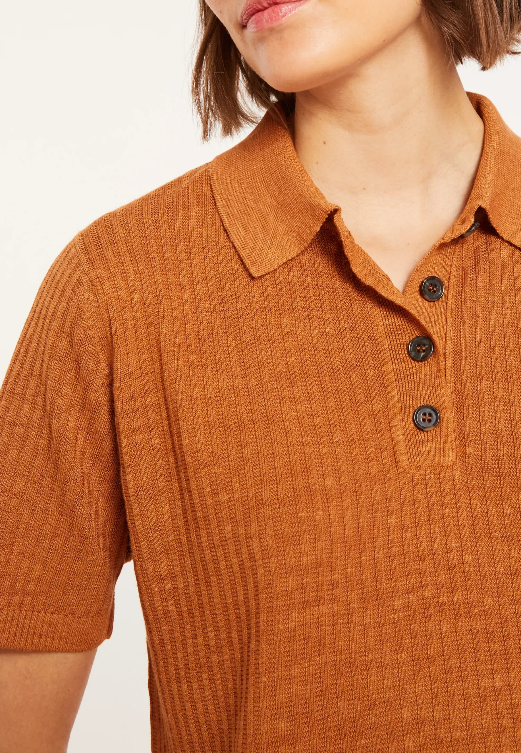 Maison Montagut Polo A Cotes En Lin Flamme - Petunia>Femme T-Shirts