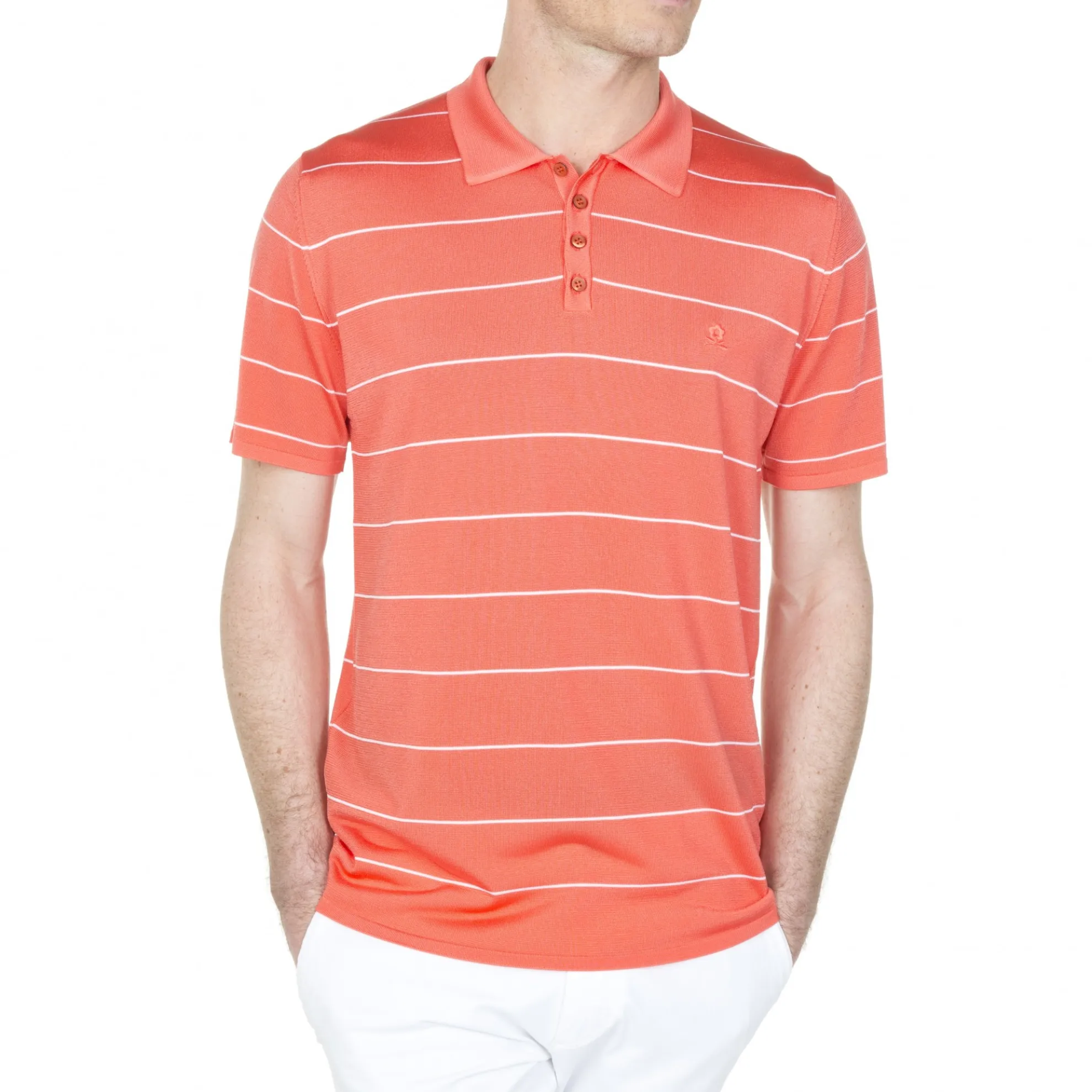 Maison Montagut Polo A Rayures En Fil Lumiere - Leon>Homme Fil Lumiere Pour Lui