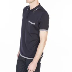 Maison Montagut Polo Fines Rayures Fil Lumiere Basso><noscript><img width=