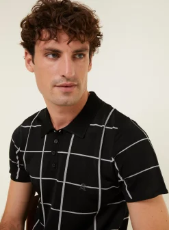 Maison Montagut Polo Homme Carreaux Fil Lumiere - Marin><noscript><img width=