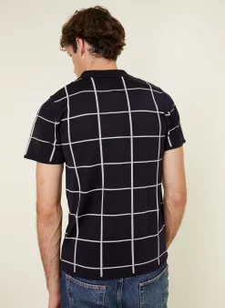 Maison Montagut Polo Homme Carreaux Fil Lumiere - Marin><noscript><img width=