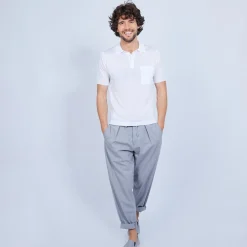 Maison Montagut Polo Manches Courtes En Fil Lumiere - Vadim><noscript><img width=