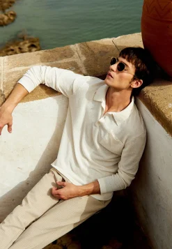 Maison Montagut Polo Manches Longues En Coton Brosse - Donovan><noscript><img width=