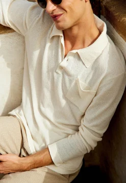 Maison Montagut Polo Manches Longues En Coton Brosse - Donovan><noscript><img width=