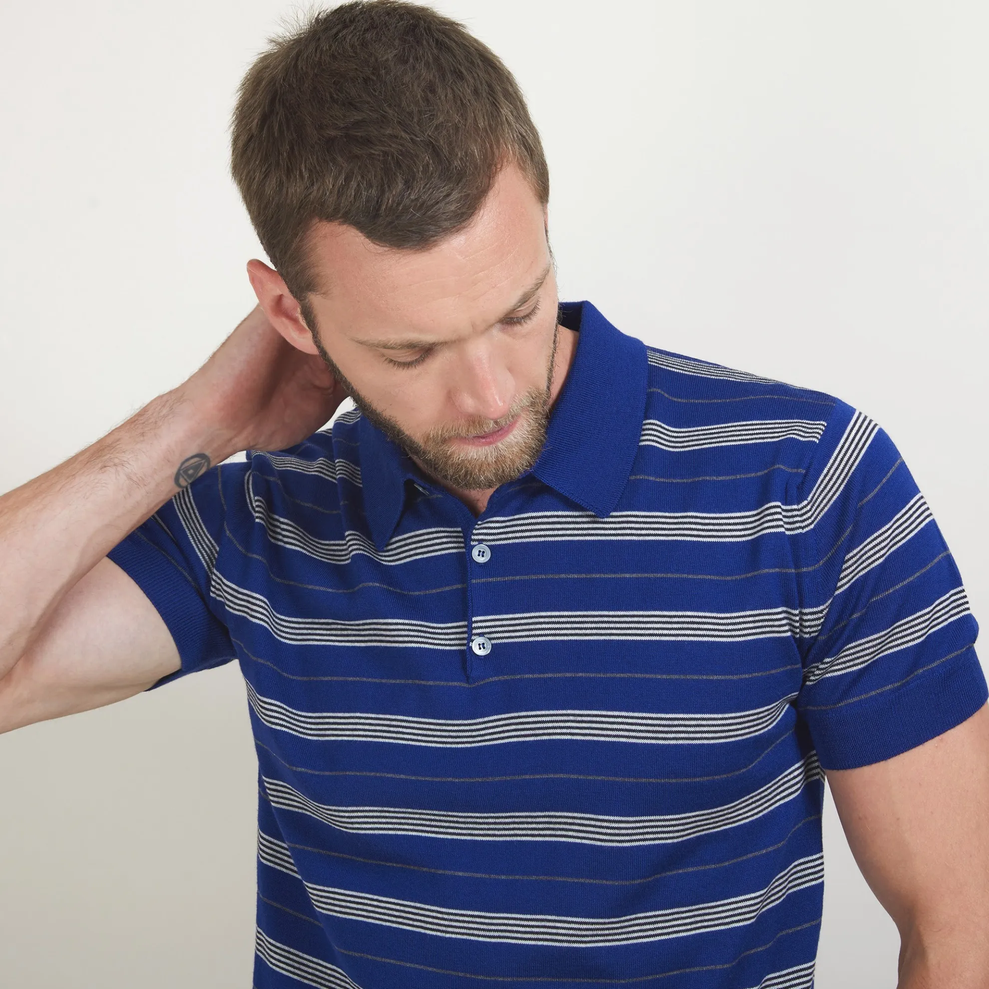 Maison Montagut Polo Raye Manches Courtes En Laine - Lary>Homme Polos