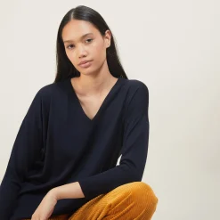 Maison Montagut Pull A Fentes Col V En Laine Merinos - Bernice><noscript><img width=