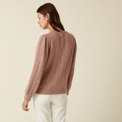 Maison Montagut Pull A Jeux De Point Fantaisie En Mohair - Camelia><noscript><img width=