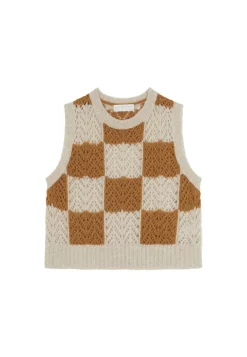 Maison Montagut Pull Ajoure Sans Manches En Laine Cocon - Geva><noscript><img width=