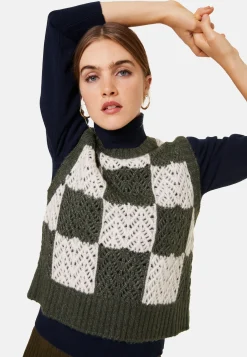 Maison Montagut Pull Ajoure Sans Manches En Laine Cocon - Geva><noscript><img width=