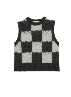 Maison Montagut Pull Ajoure Sans Manches En Laine Cocon - Geva><noscript><img width=