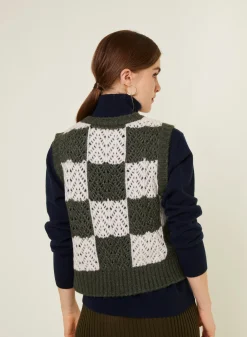 Maison Montagut Pull Ajoure Sans Manches En Laine Cocon - Geva><noscript><img width=