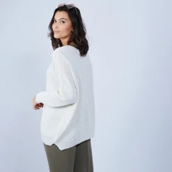 Maison Montagut Pull Ample Col V En Laine Et Soie - Baba><noscript><img width=