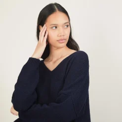 Maison Montagut Pull Ample Col V En Laine Et Soie - Baba><noscript><img width=