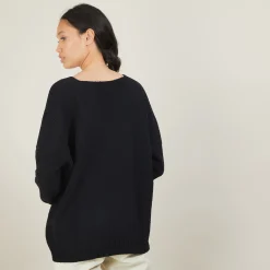 Maison Montagut Pull Ample Col V En Laine Et Soie - Baba><noscript><img width=