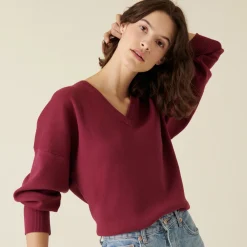 Maison Montagut Pull Ample Col V Finition Bords Cotes - Alderic><noscript><img width=