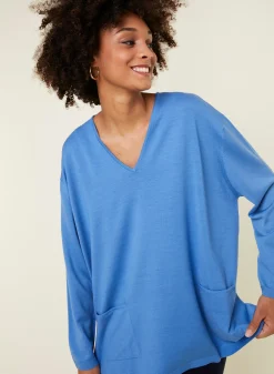 Maison Montagut Pull Ample Col V Poches Merinos - Albertine><noscript><img width=