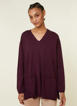 Maison Montagut Pull Ample Col V Poches Merinos - Albertine><noscript><img width=