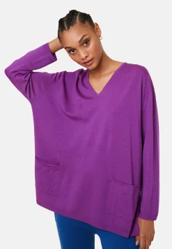 Maison Montagut Pull Ample Col V Poches Merinos - Albertine><noscript><img width=