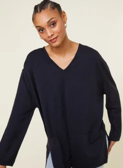 Maison Montagut Pull Ample Col V Poches Merinos - Albertine><noscript><img width=