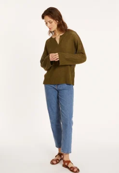 Maison Montagut Pull Ample En Lin Manches Ajourees - Molene><noscript><img width=