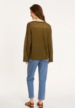 Maison Montagut Pull Ample En Lin Manches Ajourees - Molene><noscript><img width=
