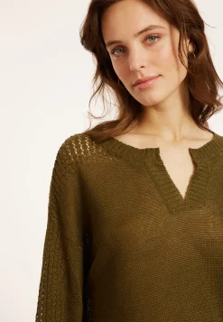 Maison Montagut Pull Ample En Lin Manches Ajourees - Molene><noscript><img width=