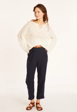 Maison Montagut Pull Ample En Lin Manches Ajourees - Molene><noscript><img width=