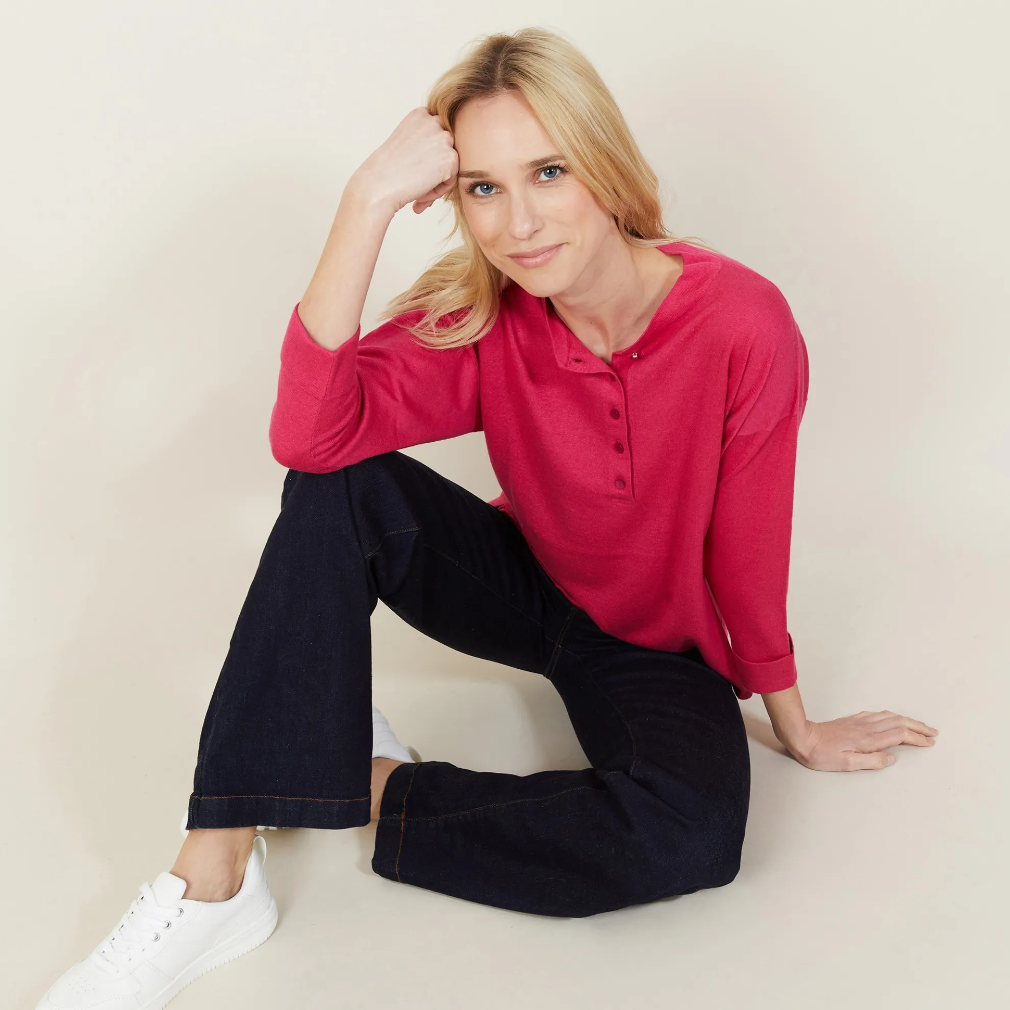 Maison Montagut Pull Col Boutonne En Lin Cachemire - Naza>Femme Pulls