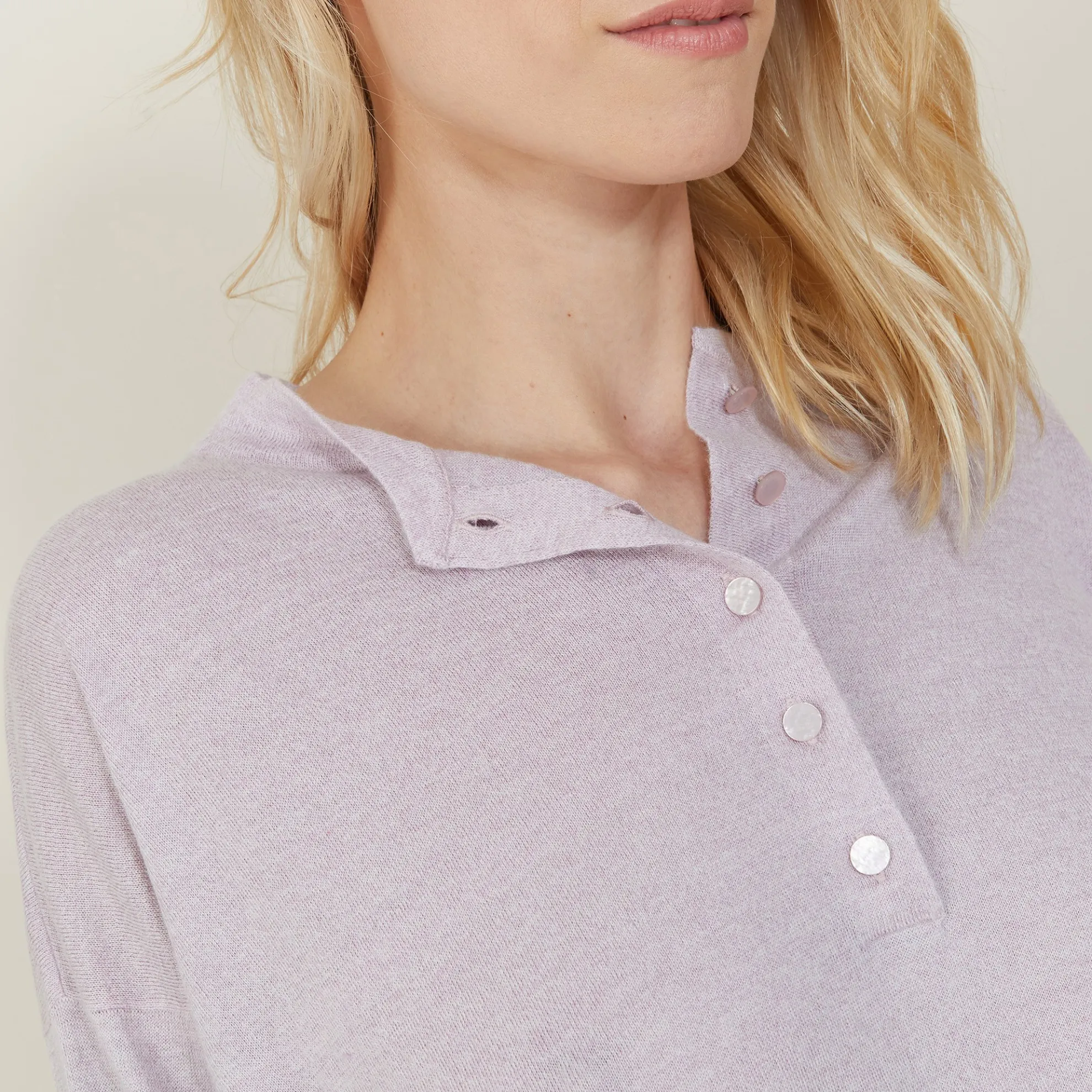 Maison Montagut Pull Col Boutonne En Lin Cachemire - Naza>Femme Pulls