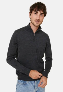 Maison Montagut Pull Col Camionneur Avec Logo En Laine Merinos - Ryan><noscript><img width=