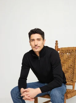 Maison Montagut Pull Col Camionneur Avec Logo En Laine Merinos - Ryan><noscript><img width=