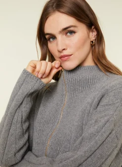 Maison Montagut Pull Col Montant Zippe En Cachemire Melange - Lodric><noscript><img width=