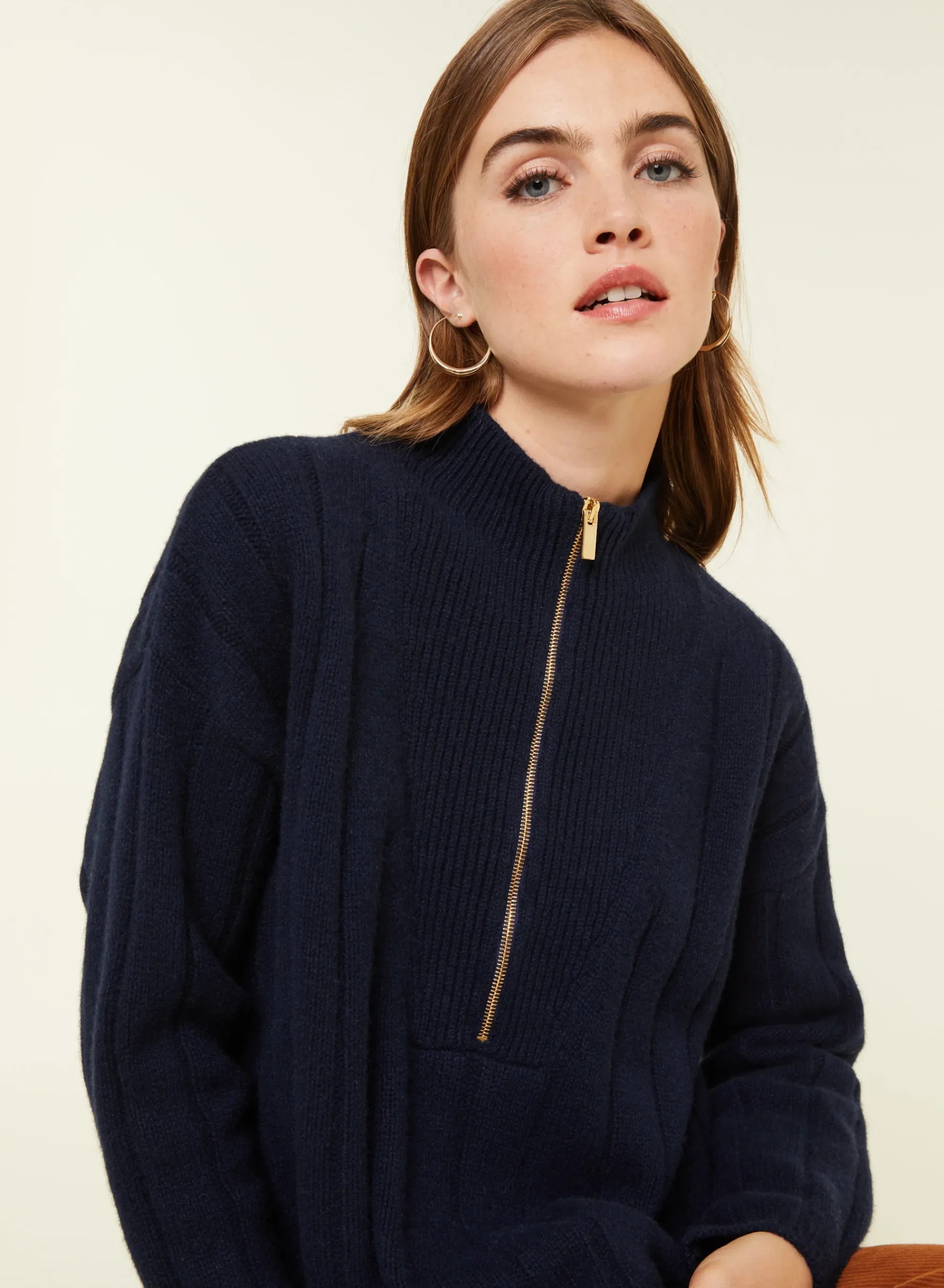 Maison Montagut Pull Col Montant Zippe En Cachemire Melange - Lodric>Femme Pulls