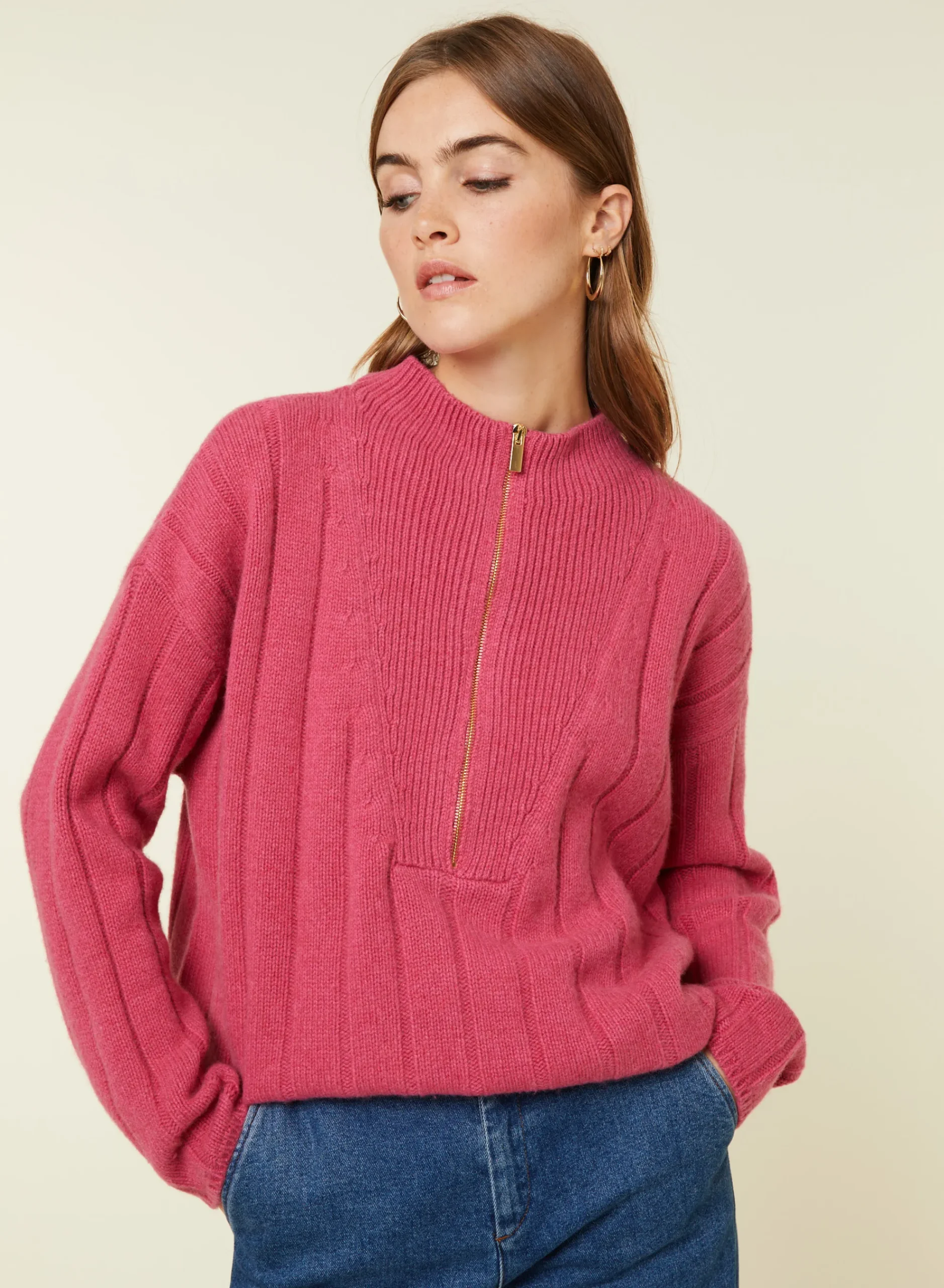 Maison Montagut Pull Col Montant Zippe En Cachemire Melange - Lodric>Femme Pulls