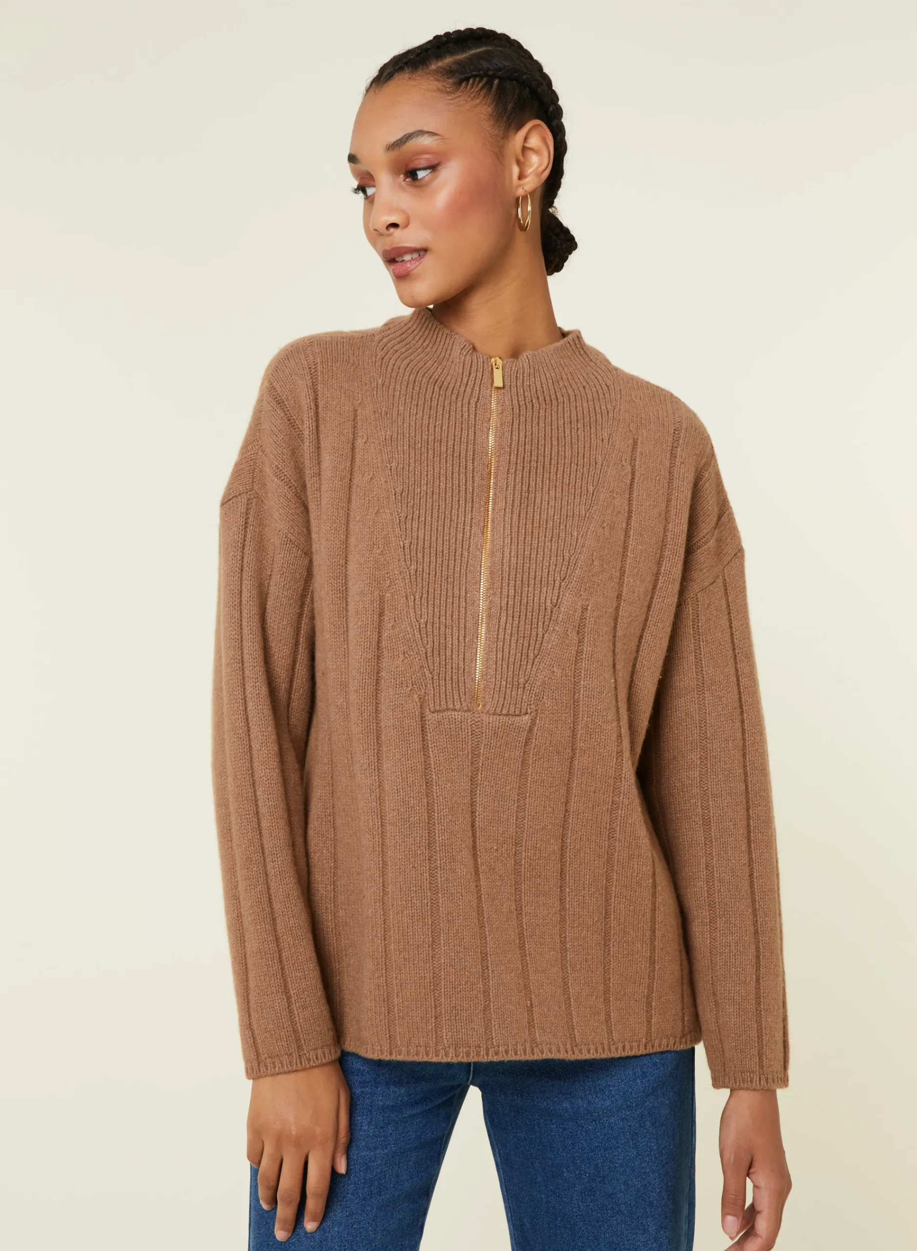 Maison Montagut Pull Col Montant Zippe En Cachemire Melange - Lodric>Femme Pulls