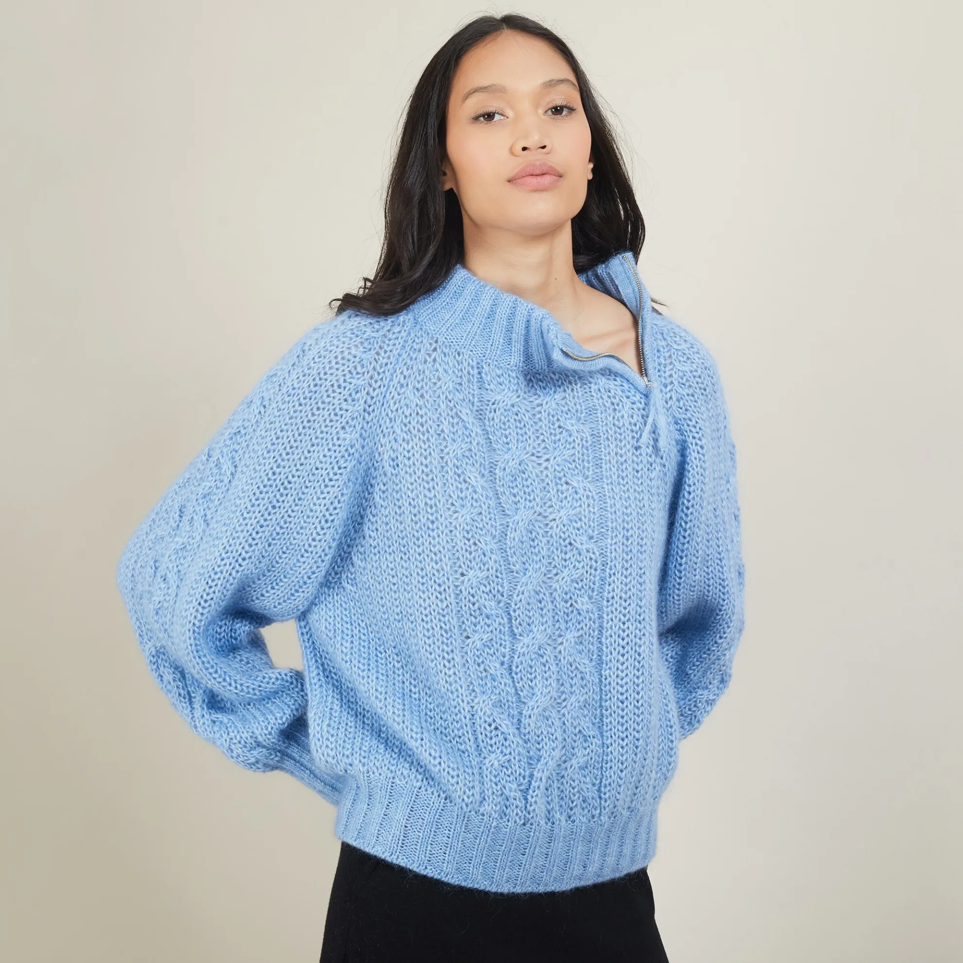 Maison Montagut Pull Col Montant Zippe En Mohair - Gilda>Femme Pulls