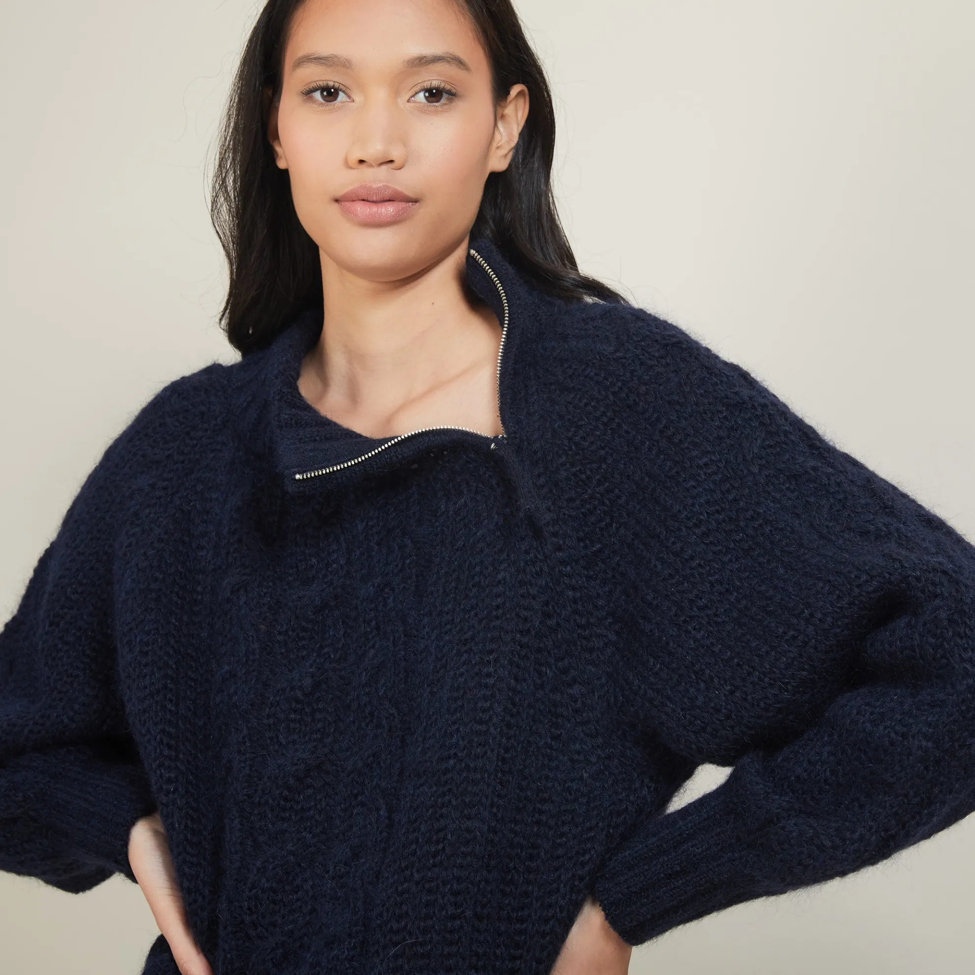 Maison Montagut Pull Col Montant Zippe En Mohair - Gilda>Femme Pulls