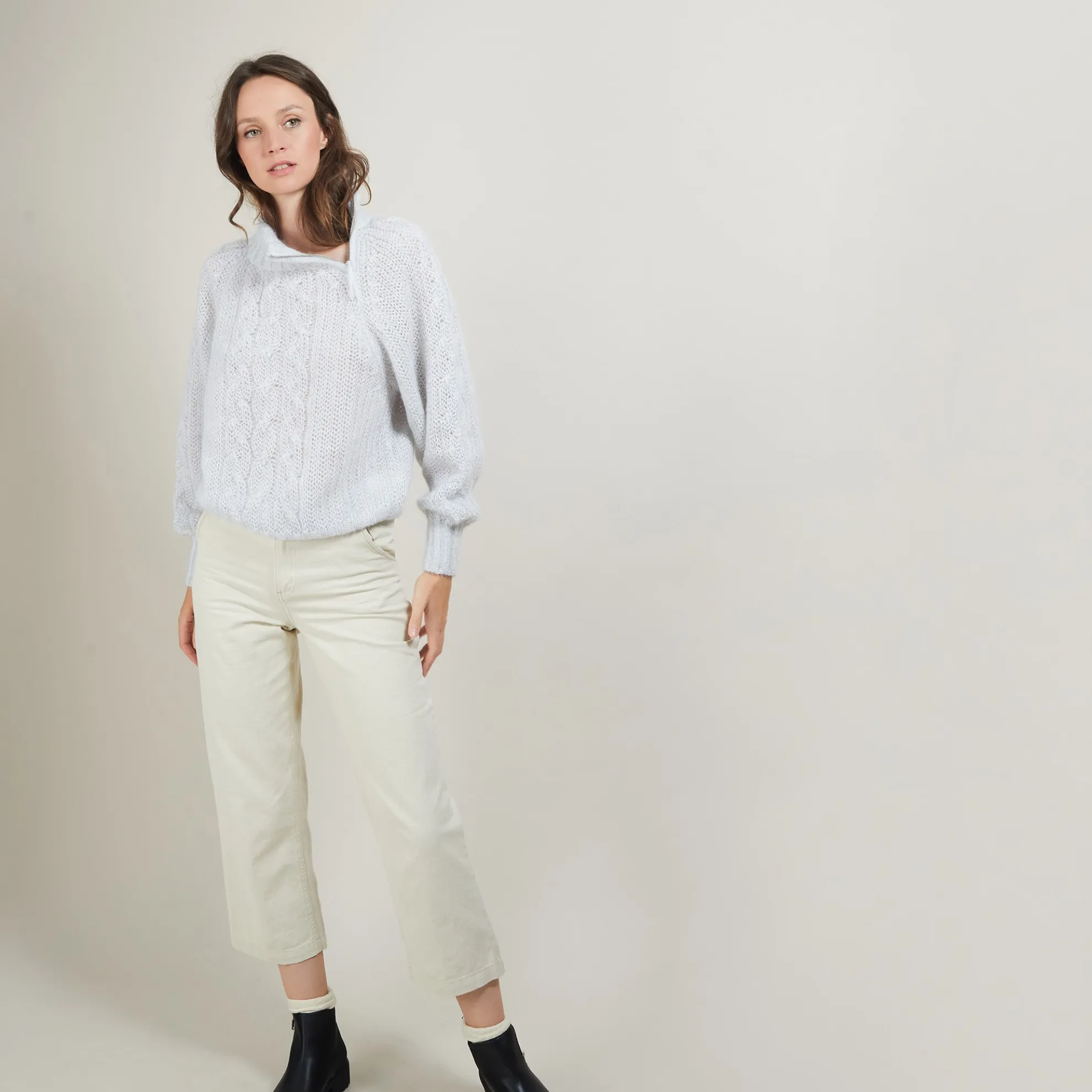 Maison Montagut Pull Col Montant Zippe En Mohair - Gilda>Femme Pulls