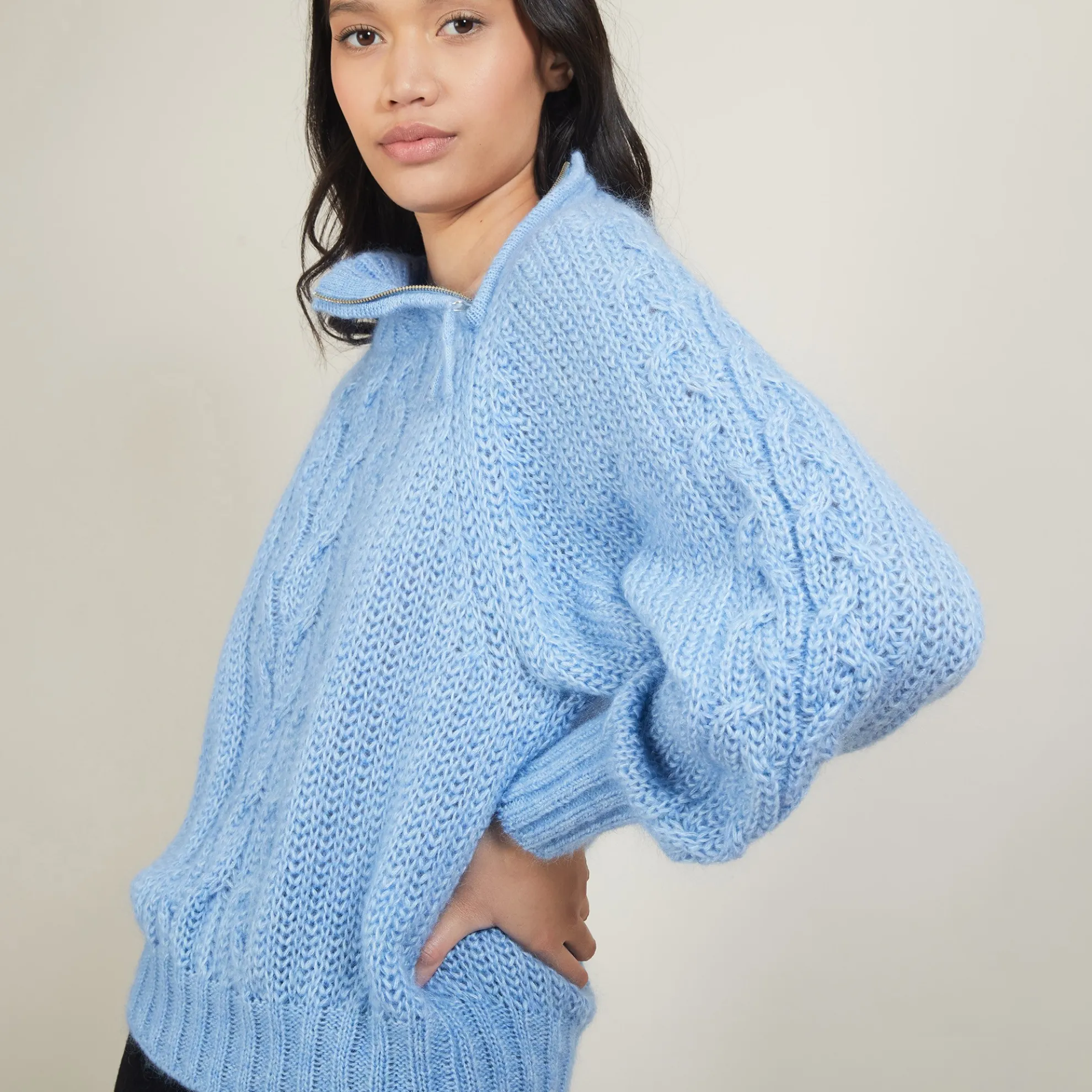 Maison Montagut Pull Col Montant Zippe En Mohair - Gilda>Femme Pulls