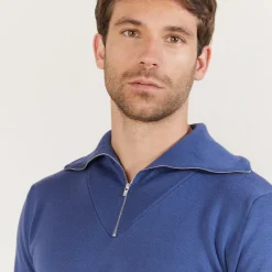 Maison Montagut Pull Col Montant Zippe En Laine Merinos - Mae><noscript><img width=